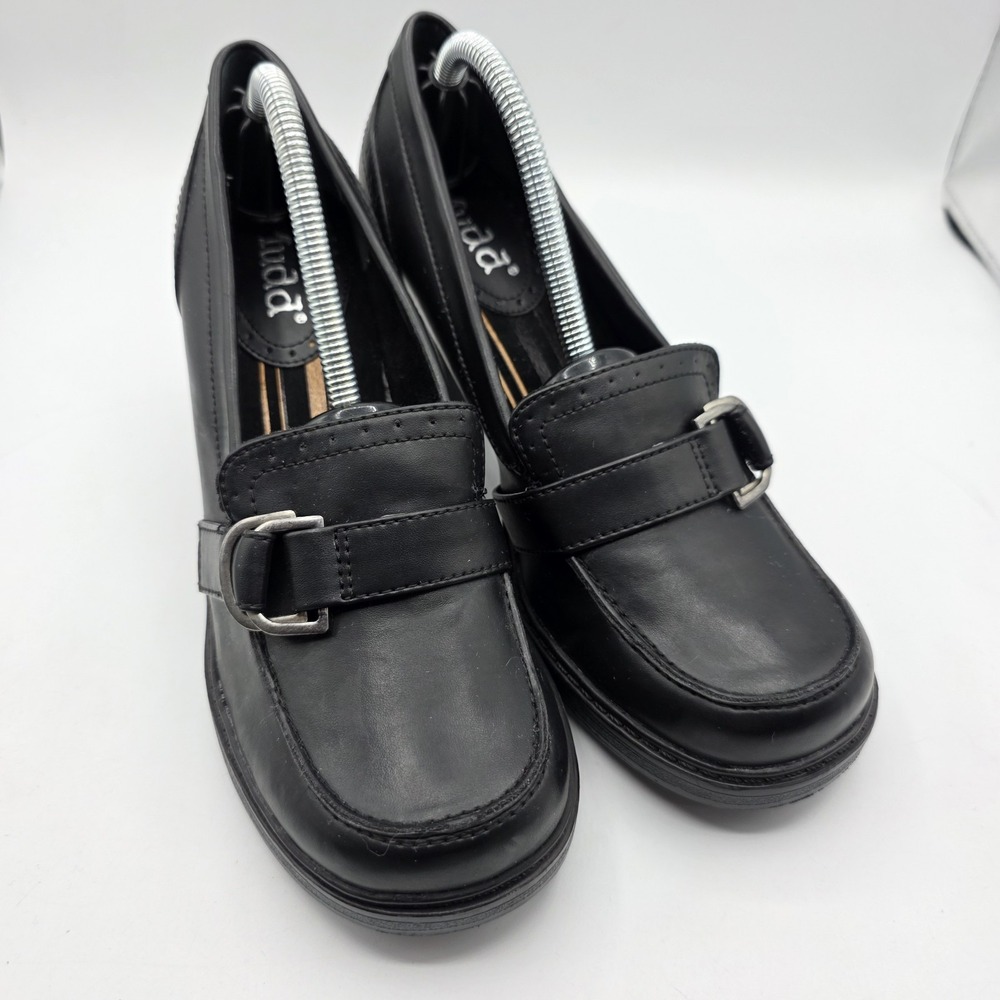Mudd Shoes Womens 7.5 Black Bright Platform Loafers Vintage‎ NOS Y2K 90s Heels